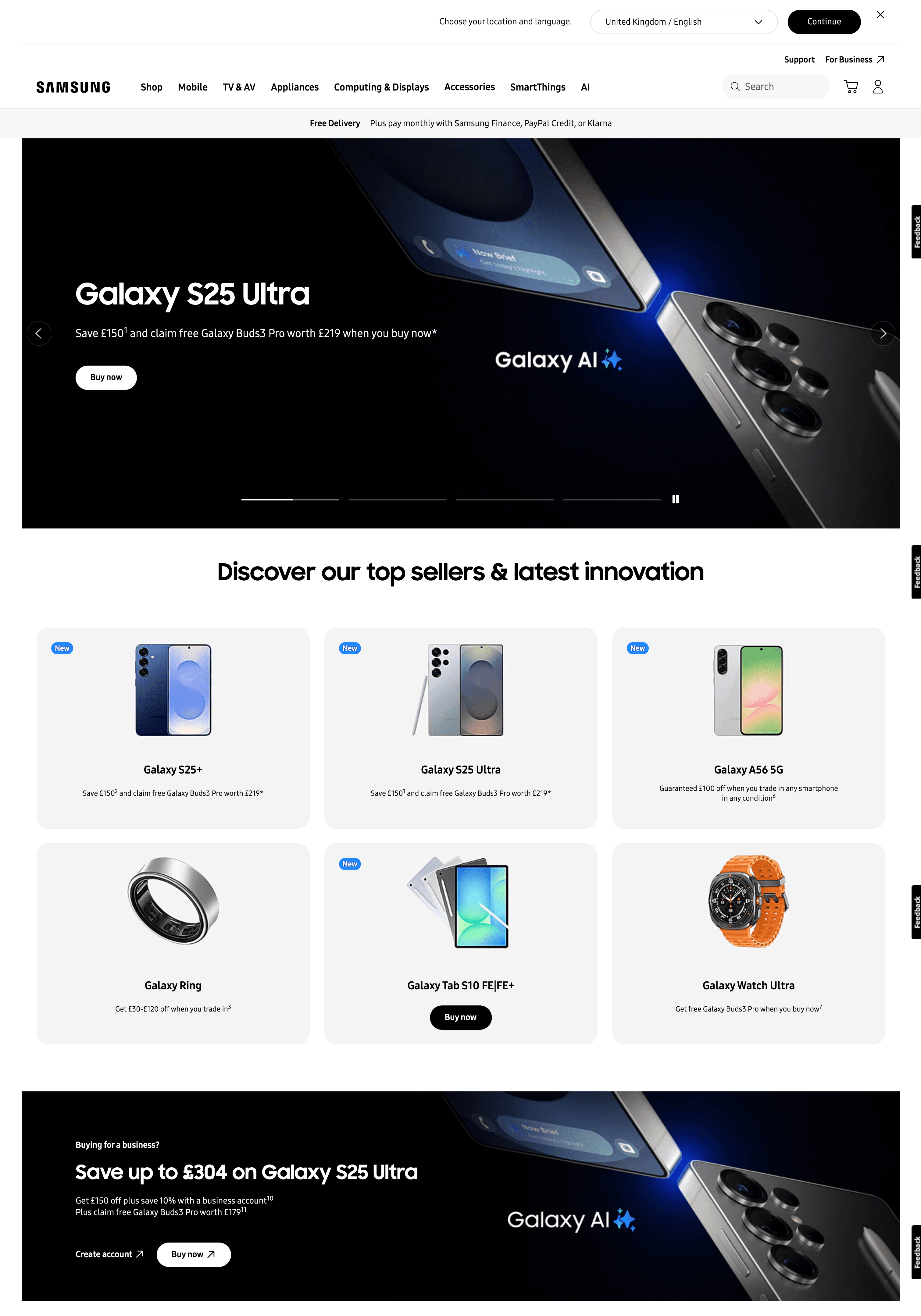 Samsung UK Screenshot